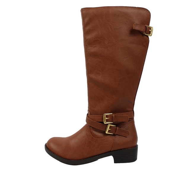 GIRLS Cognac Buckle Knee High Riding Boot - Picture 2 of 6